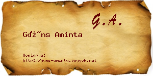 Güns Aminta névjegykártya